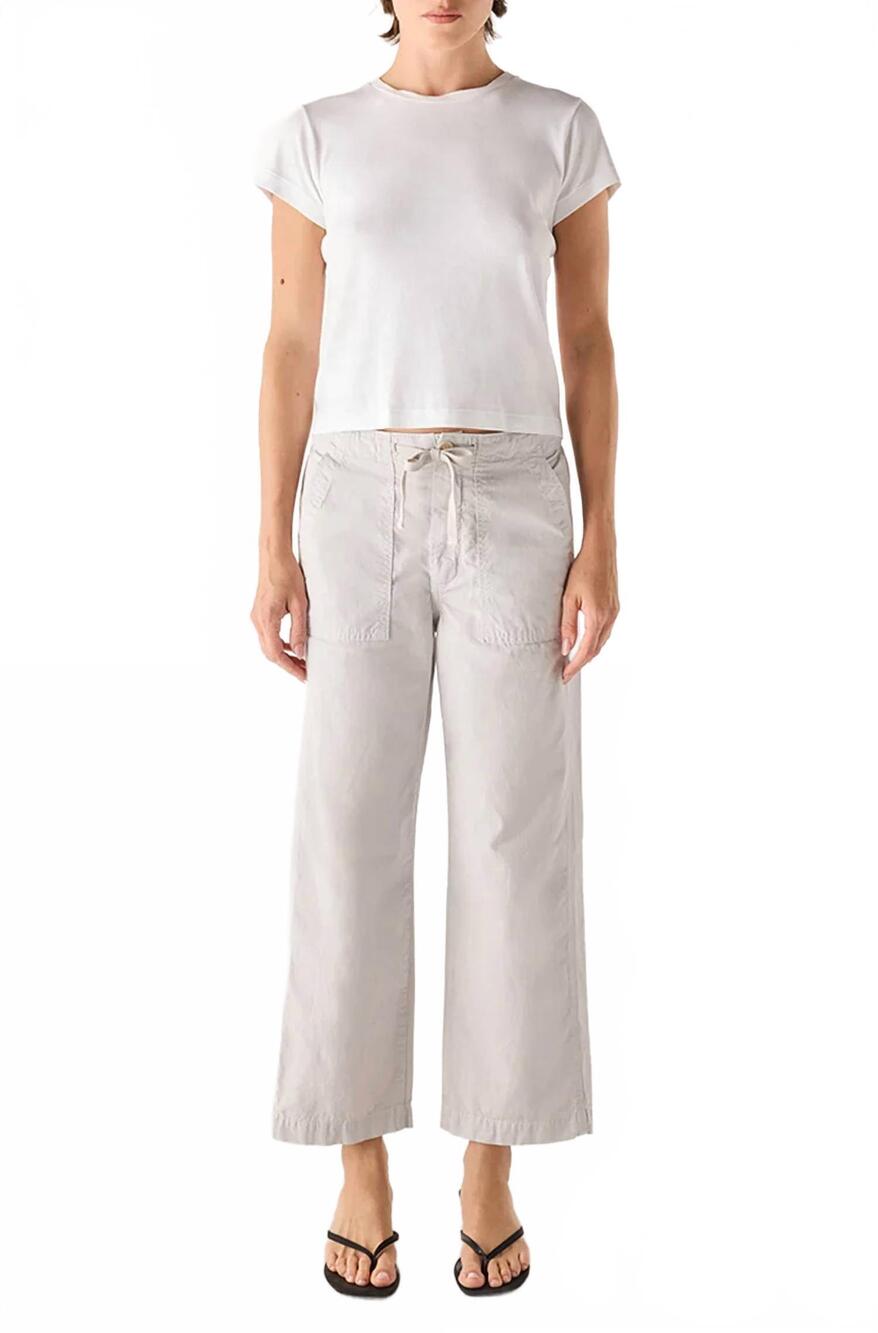 NEW AMO DENIM easy drawstring slouch crop pants in grey quartz
